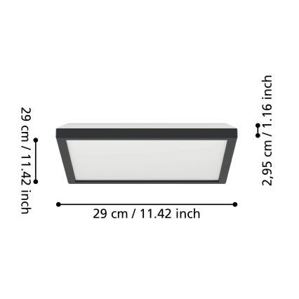 Eglo - LED badrumsplafond LED/13,4W/230V 2700/4000/6500K 29x29 cm IP44 svart