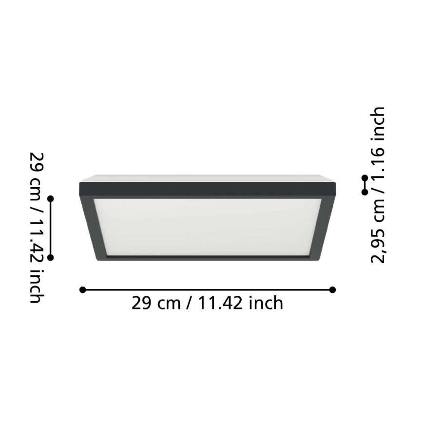 Eglo - LED badrumsplafond LED/13,4W/230V 2700/4000/6500K 29x29 cm IP44 svart