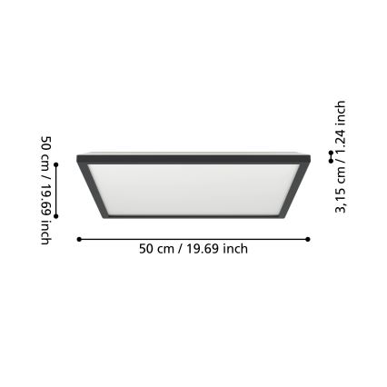 Eglo - LED taklampa för badrum LED/17W/230V 2700/4000/6500K 50x50 cm IP44 svart