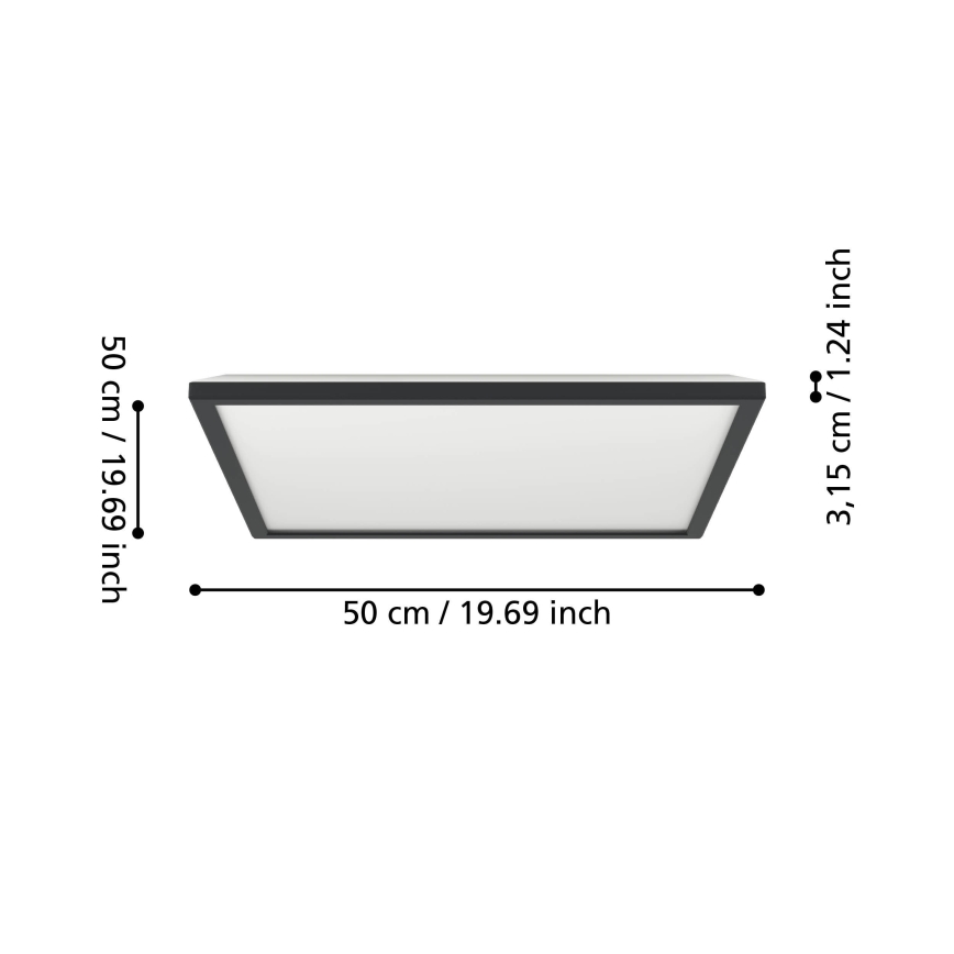 Eglo - LED taklampa för badrum LED/17W/230V 2700/4000/6500K 50x50 cm IP44 svart