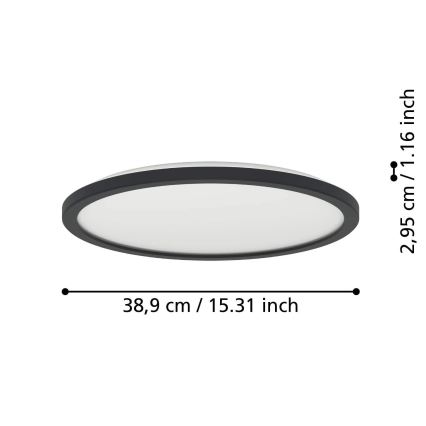 Eglo - LED ljusreglerad taklampa till badrum LED/18,5W/230V 2700-6500K diameter 38,9 cm IP44 svart + fjärrkontroll