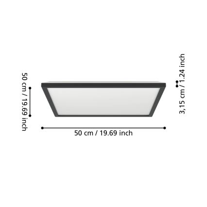 Eglo 901457 - LED ljusreglerad taklampa till badrum LED/17W/230V 2700-6500K 50x50 cm IP44 svart + fjärrkontroll
