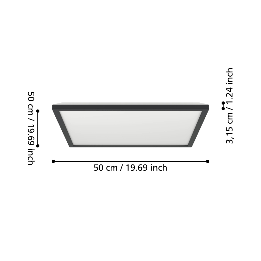 Eglo 901457 - LED ljusreglerad taklampa till badrum LED/17W/230V 2700-6500K 50x50 cm IP44 svart + fjärrkontroll