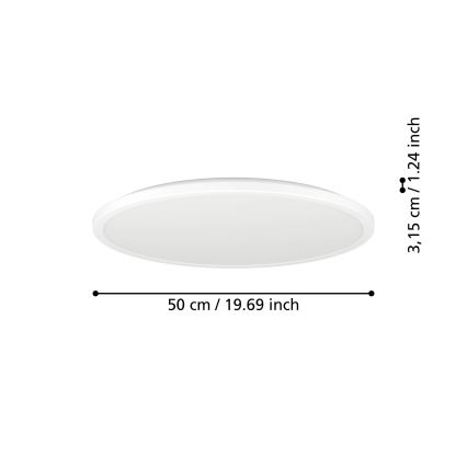 Eglo - LED ljusreglerad taklampa till badrum LED/16,8W/230V 2700-6500K pr.50 cm IP44 vit + fjärrkontroll