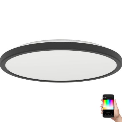 Eglo - LED RGBW Ljusreglerad vägglampa för badrum LED/13,9W/230V 2700-6500K diameter 30 cm IP44 svart ZigBee