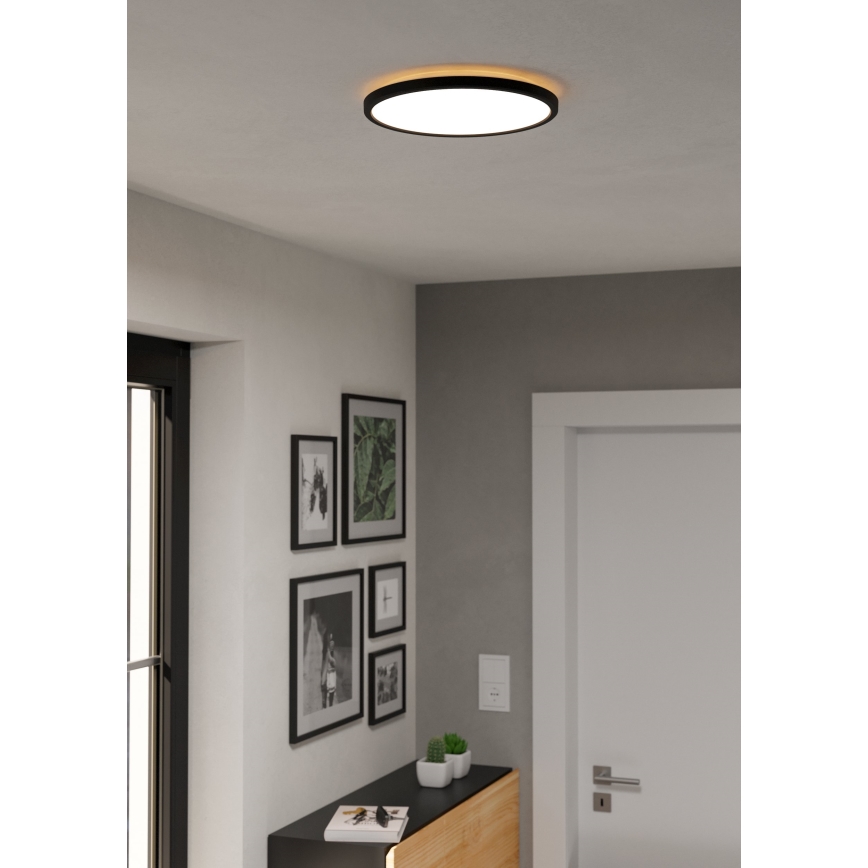 Eglo - LED RGBW Ljusreglerad vägglampa för badrum LED/13,9W/230V 2700-6500K diameter 30 cm IP44 svart ZigBee