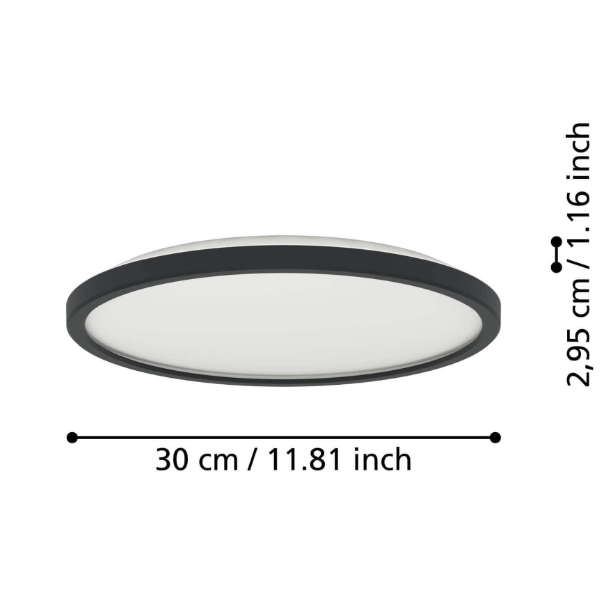 Eglo - LED RGBW Ljusreglerad vägglampa för badrum LED/13,9W/230V 2700-6500K diameter 30 cm IP44 svart ZigBee