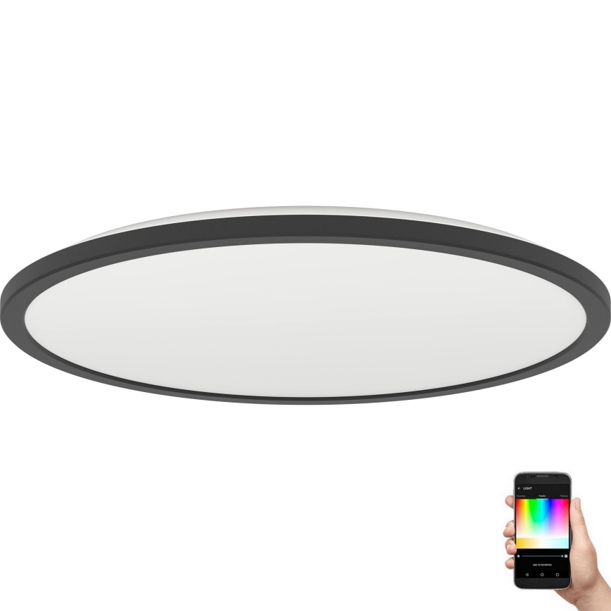 Eglo - LED RGBW Ljusreglerad vägglampa för badrum LED/16,8W/230V 2700-6500K diameter 50 cm IP44 svart ZigBee