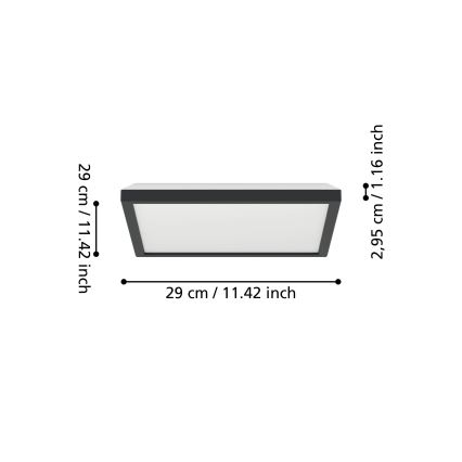 Eglo - LED RGBW Ljusreglerad vägglampa för badrum LED/13,4W/230V 2700-6500K 29x29 cm IP44 svart