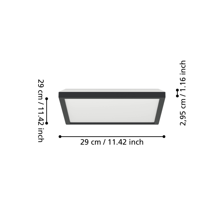 Eglo - LED RGBW Ljusreglerad vägglampa för badrum LED/13,4W/230V 2700-6500K 29x29 cm IP44 svart