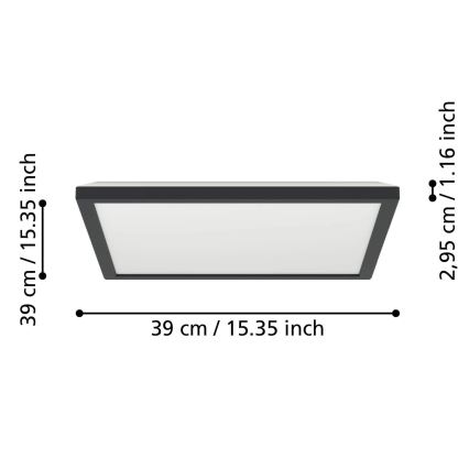 Eglo - LED RGBW Ljusreglerad vägglampa för badrum LED/17,6W/230V 2700-6500K 39x39 cm IP44 svart ZigBee