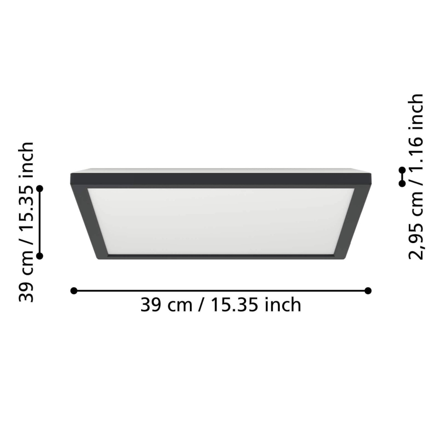 Eglo - LED RGBW Ljusreglerad vägglampa för badrum LED/17,6W/230V 2700-6500K 39x39 cm IP44 svart ZigBee