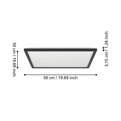 Eglo - LED RGBW Ljusreglerad vägglampa för badrum LED/17W/230V 2700-6500K 50x50cm IP44 svart ZigBee