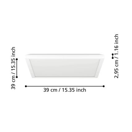 Eglo - LED RGBW Dimbar badrumstaklampa LED/17,6W/230V 2700-6500K 39x39 cm IP44 vit ZigBee