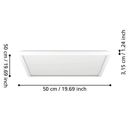 Eglo - LED RGBW Ljusreglerad vägglampa för badrum LED/17W/230V 2700-6500K 50x50 cm IP44 vit ZigBee