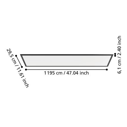 Eglo - Ytmonterad LED-panel 33W/230V 2700/4000/6500K 120x30 cm svart