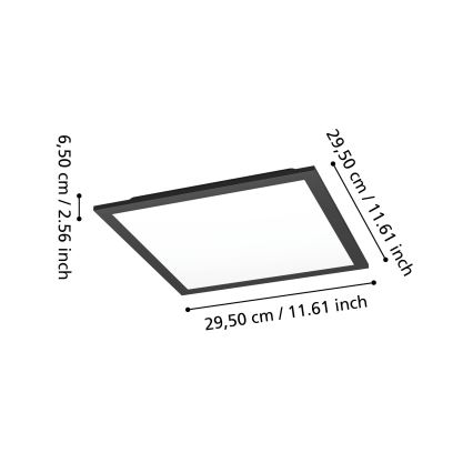 Eglo - LED RGBW dimbar taklampa LED/14W/230V 2700-6500K 30x30 cm svart