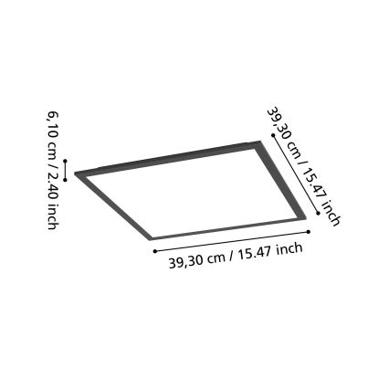 Eglo - LED RGBW Dimbart takarmatur LED/19W/230V 2700-6500K 40x40 cm svart