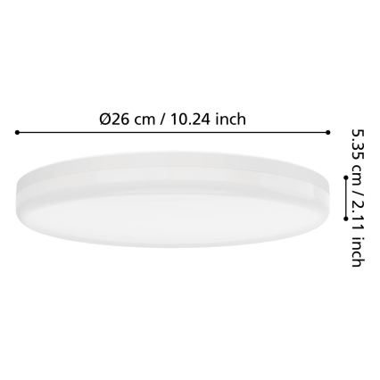 Eglo - LED badrumsplafond LED/16,5W/230V 2700/4000/6500K Ø 26 cm IP54 vit