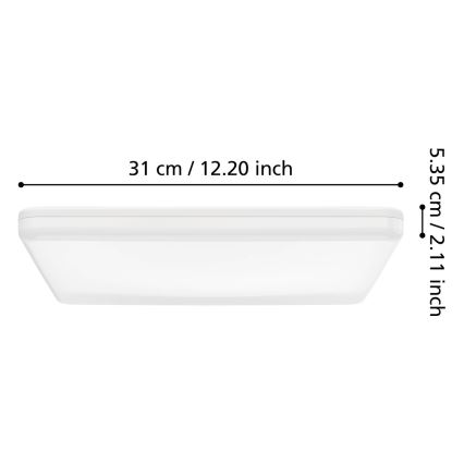 Eglo - LED badrumstaklampa LED/20W/230V 2700/4000/6500K 31x31 cm IP54 vit