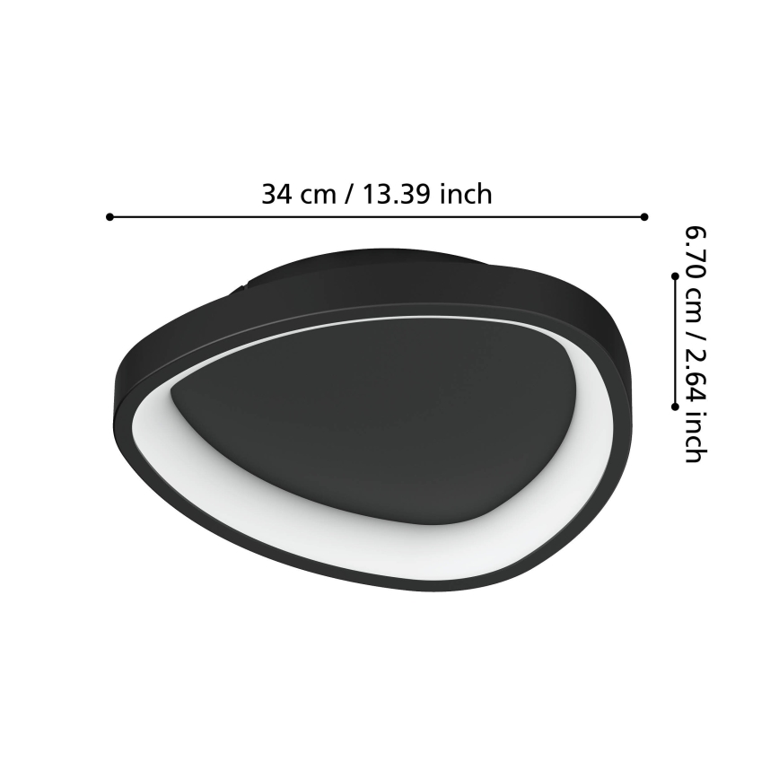 Eglo - LED Dimbar taklampa LED/12W/230V 2700-6500K svart + fjärrkontroll