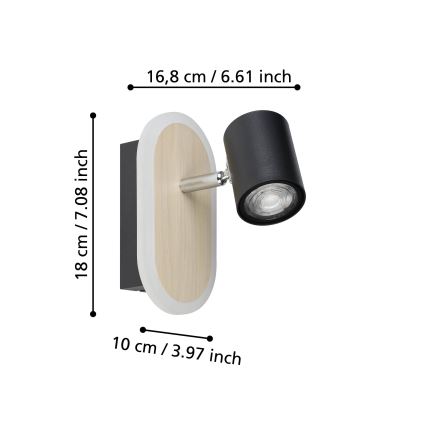 Eglo - LED-väggspot LED/7W/230V brun/svart
