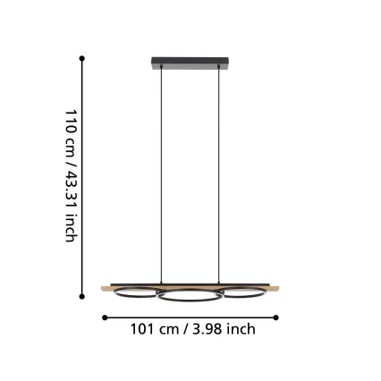 Eglo - Dimbar LED-taklampa på vajer 2xLED/12,5W/230V+LED/15,5W 3000K beige/svart