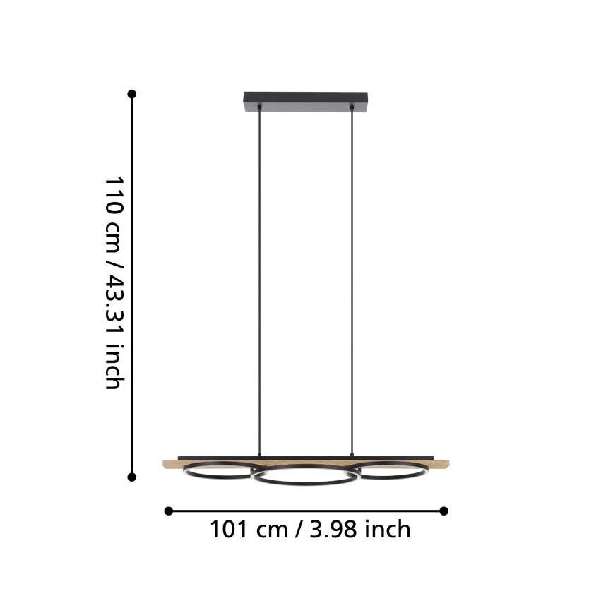 Eglo - Dimbar LED-taklampa på vajer 2xLED/12,5W/230V+LED/15,5W 3000K beige/svart