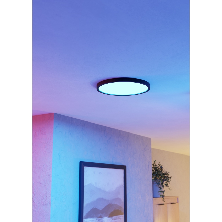 Eglo - LED RGBW dimbar badrumstaklampa LED/17,5W/230V 2700-6500K Ø 39,9 cm IP44 svart