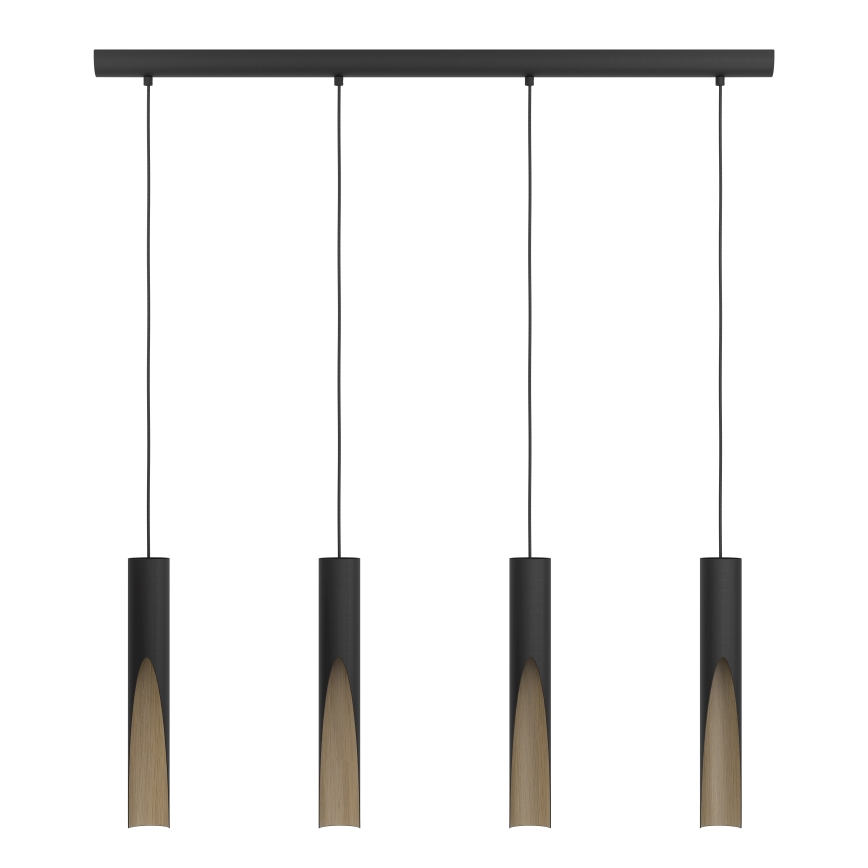 Eglo - LED ljuskrona med textilsladd 4xGU10/4,5W/230V 3000K svart/brun