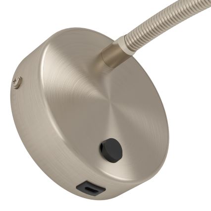 Eglo - LED flexibel vägglampa med USB LED/3,8W/230V matt krom