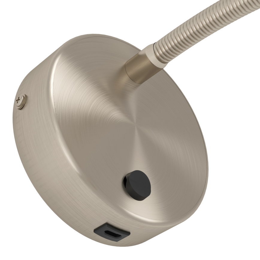 Eglo - LED flexibel vägglampa med USB LED/3,8W/230V matt krom