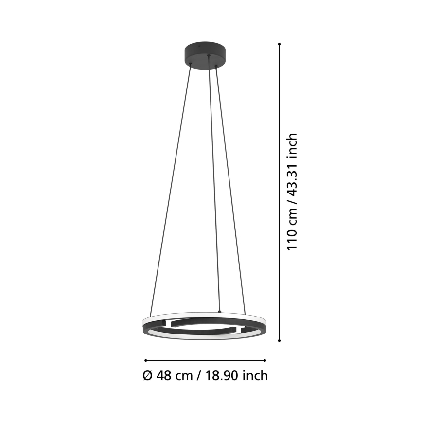 Eglo - Dimbar LED-pendellampa på vajer 2xLED/20W/230V 2700–6500K Ø 48 cm svart + fjärrkontroll