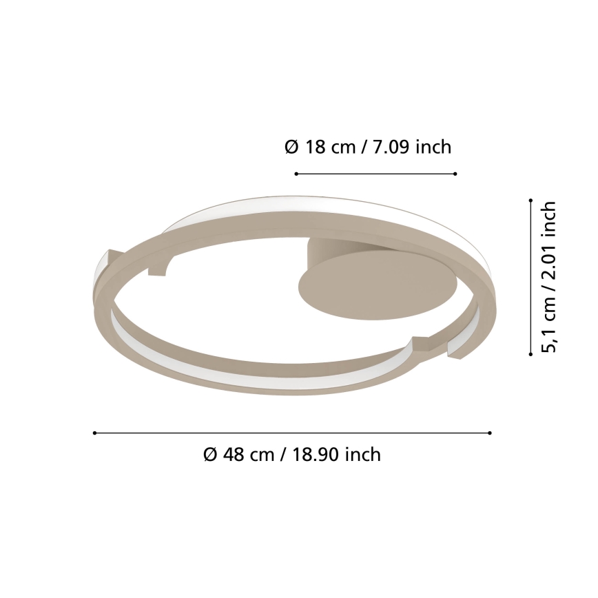 Eglo - Dimbar LED-taklampa 2x LED / 20 W / 230 V 2700–6500 K Ø 48 cm beige + fjärrkontroll