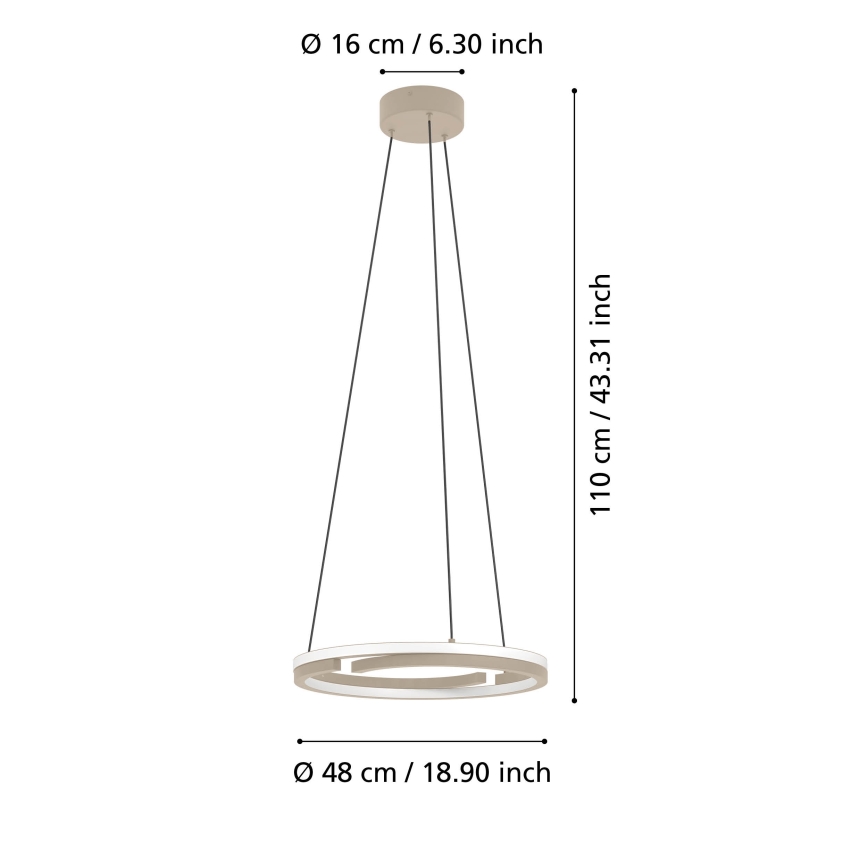 Eglo - LED-dimmbar pendellampa på vajer 2x LED/20 W/230 V 2700–6500 K Ø 48 cm beige + fjärrkontroll