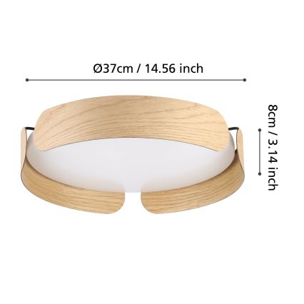 Eglo - LED-takarmatur, 20 W, 230 V, Ø 37 cm, beige