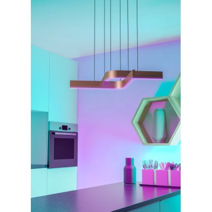 Eglo - LED RGBW dimbar hänglampa med kabel 2xLED/18W/230V koppar/svart