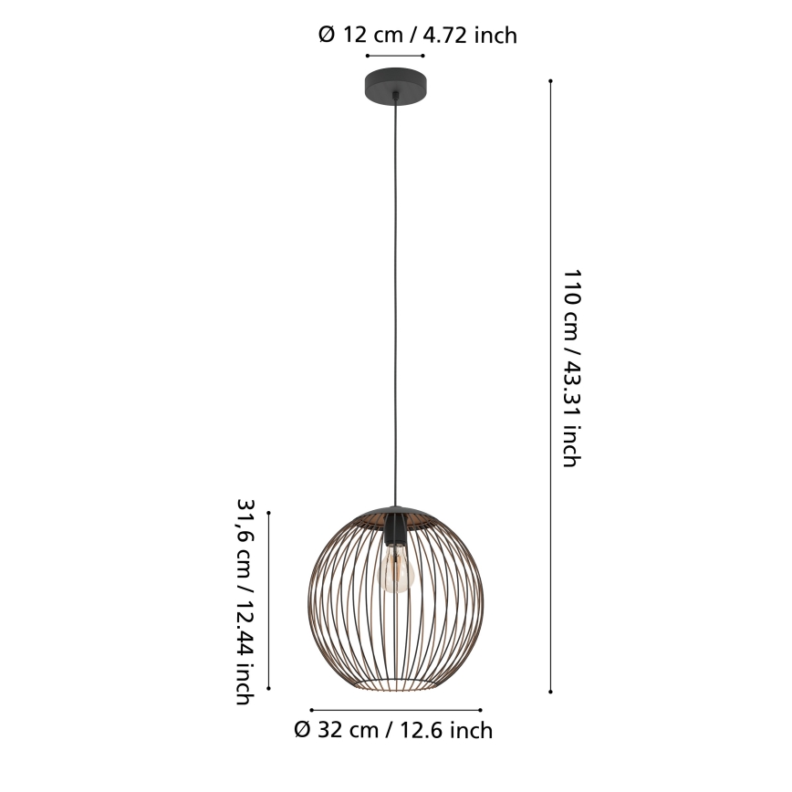 Eglo - Pendellampa på vajer 1xE27/60W/230V svart