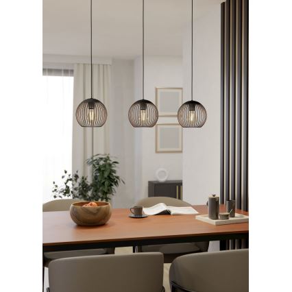 Eglo - Pendellampa på kabel 3xE27/60W/230V svart
