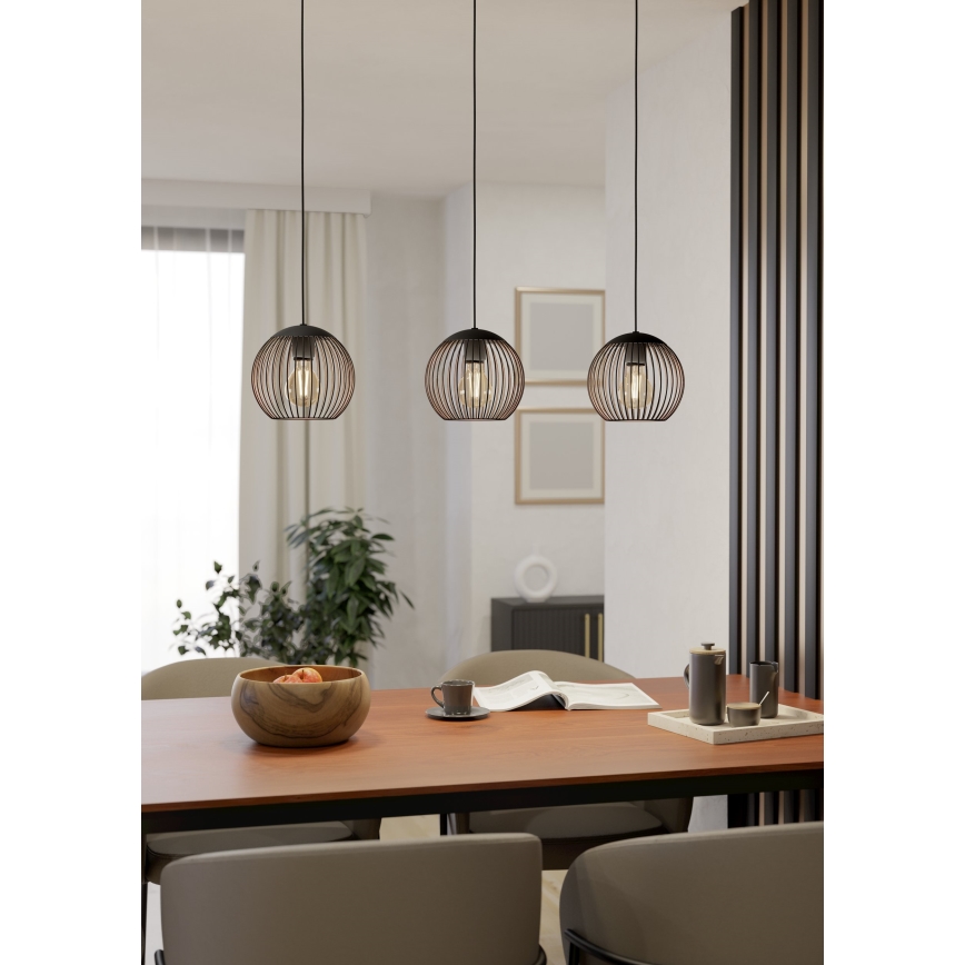 Eglo - Pendellampa på kabel 3xE27/60W/230V svart