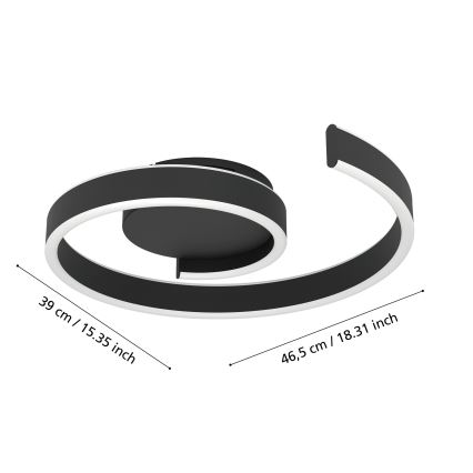 Eglo - LED RGBW dimbar taklampa LED/37W/230V 3000-6500K svart