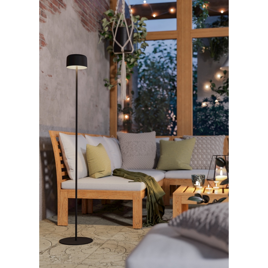 Eglo - LED solcellsuppladdningsbar beröringsstyrd golvlampa LED/2,8W/3,7V 1800 mAh IP44 svart