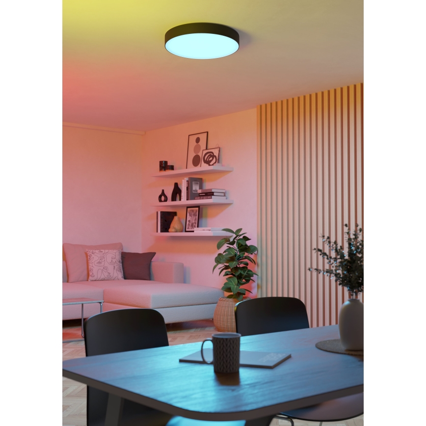 Eglo - LED RGBW dimbar taklampa LED/15W/230V 2700-6500K Ø 39 cm svart