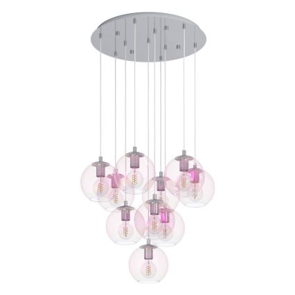 Eglo - Taklampa med vajer 10xE27/60W/230V blank krom/klart glas