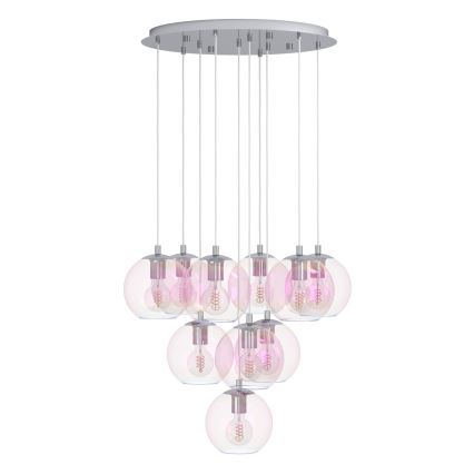 Eglo - Taklampa med vajer 10xE27/60W/230V blank krom/klart glas