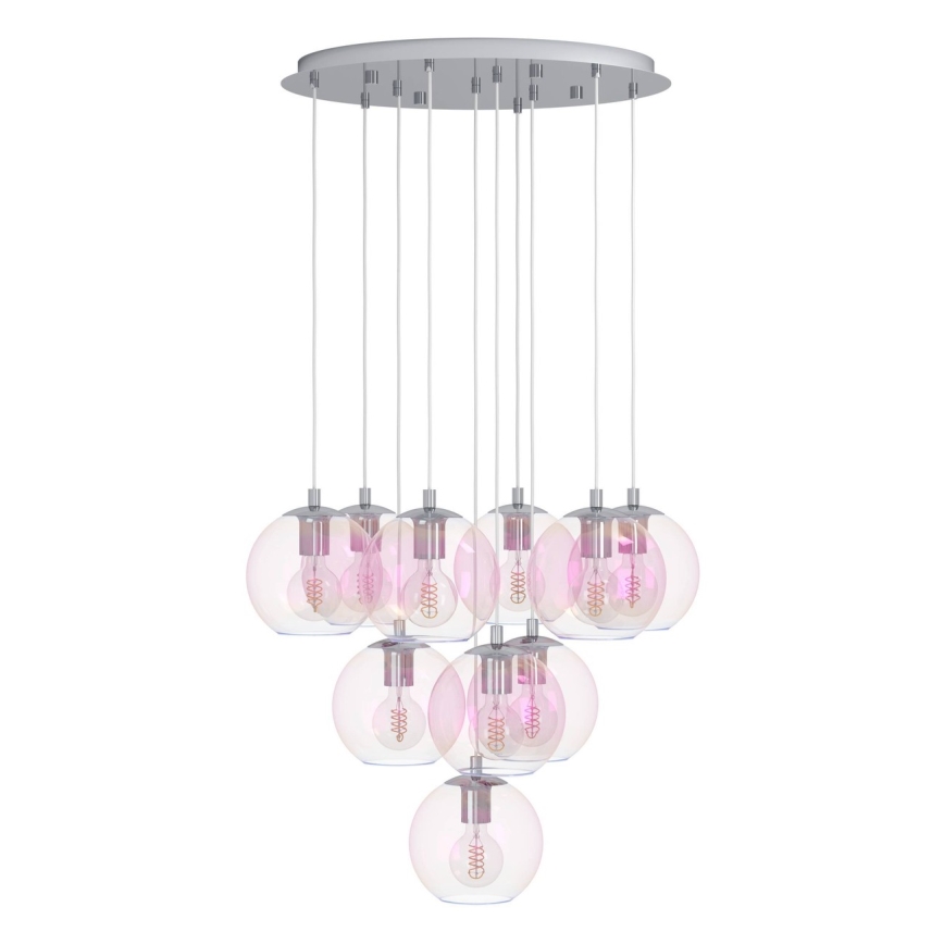 Eglo - Taklampa med vajer 10xE27/60W/230V blank krom/klart glas