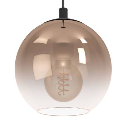 Eglo - Pendellampa på vajer 3xE27/60W/230V svart/beige/rökfärgad