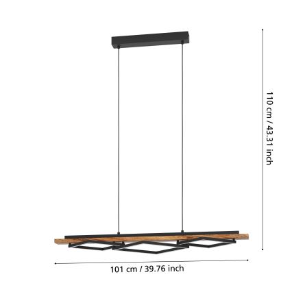 Eglo - dimbar LED-pendellampa på vajer 2xLED/13W/230V + LED/16W svart/brun