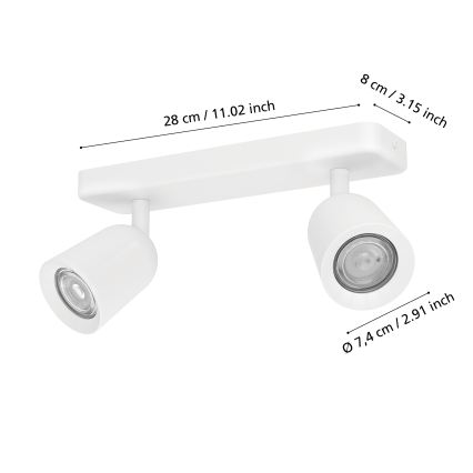 Eglo - Spotarmatur 2xGU10/10W/230V vit