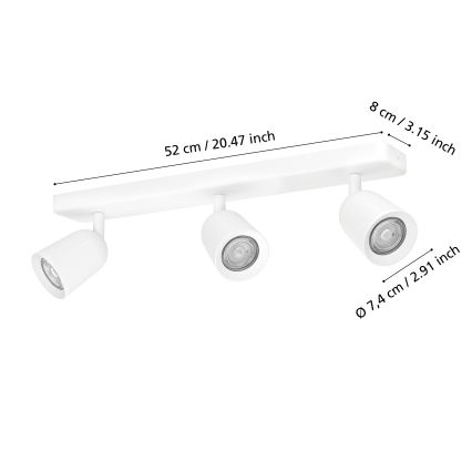 Eglo - Takspot 3xGU10/10W/230V vit